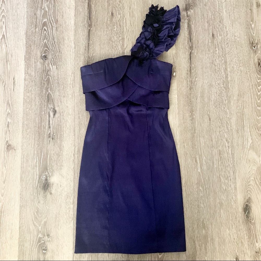One shoulder metallic dress
